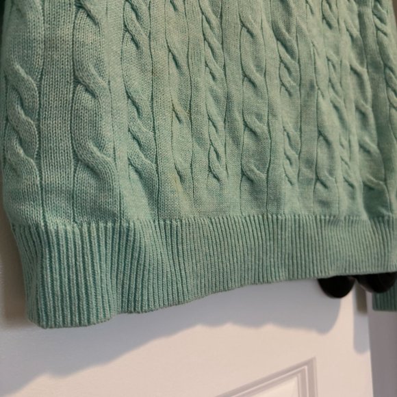 Talbots Light Blue Wool Blend Cable Knit Crew Neck Sweater - Size Medium Petite - Picture 5 of 8